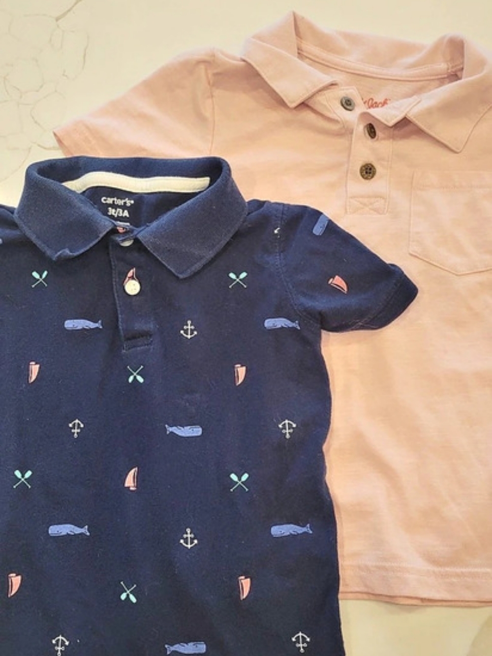 Cat & Jack & Carters Boys 3T Pink & Navy Polo Shirts